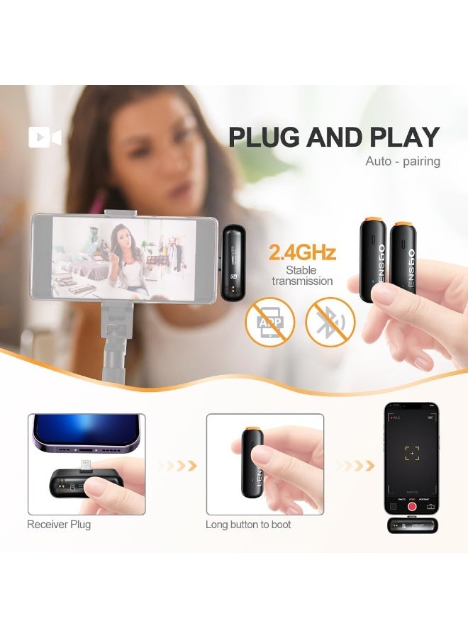 LENSGO 518mini Wireless Lavalier Microphone, 2.4ghz Compact 2 Transmitter and 1 Receiver Wireless Lapel Lav Mic for Smartphone Vlog YouTube Interview Video Camcorder (for ios) - Image 5