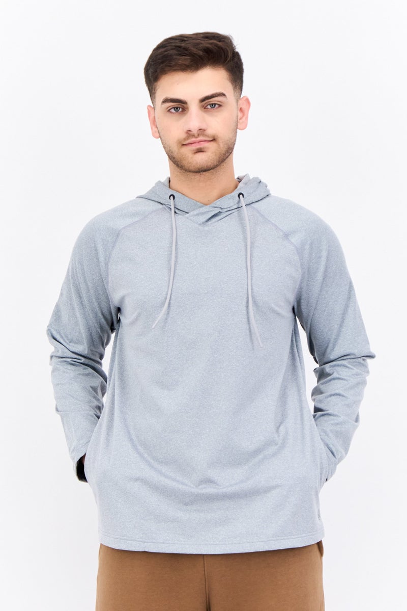 Gaiam Men Slim Fit Long Sleeve Training Hoodies, Grey Heather - Image 1