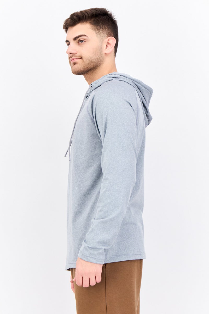 Gaiam Men Slim Fit Long Sleeve Training Hoodies, Grey Heather - Image 2