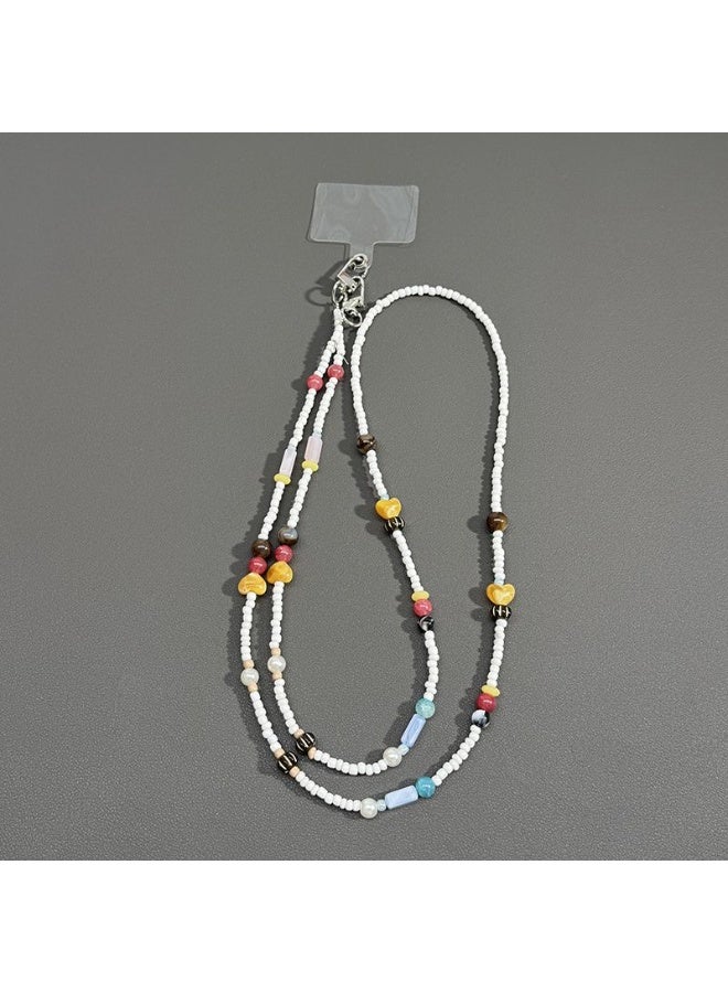 NIBEMINENT Phone Charm/ Chain Strap for Women Girls, Colored Pearl Cell Phone Case Lanyard Wrist Strap