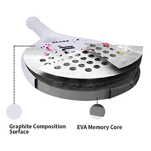 IANONI Beach Tennis Racket Carbon Paddle Fiber Grit Face with EVA Memory Foam Core Beach Tennis Raquet (White) - Image 2