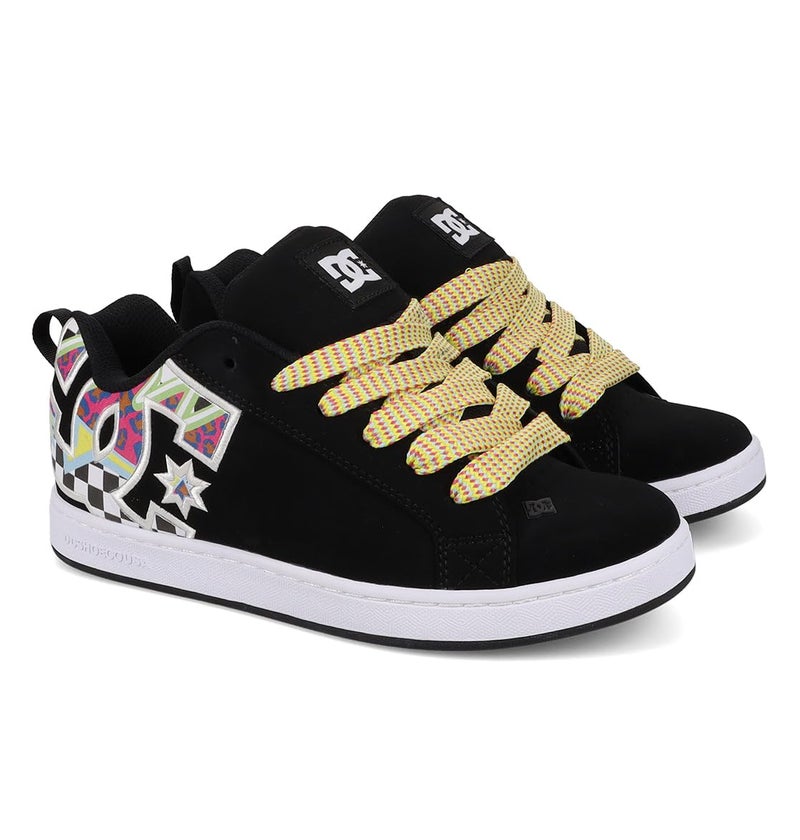 DC Shoes DC Women's Court Graffik Sneaker, Black/Multi/White, 8 - Image 2