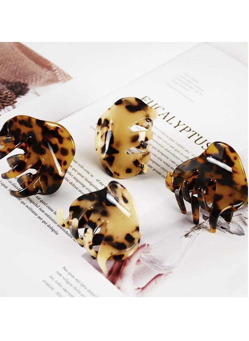 BOU 4 Pack 2.1 Inch Hair Claw Clips Tortoise Shell Cellulose Acetate Resin Hair Barrettes Medium French Design Hair Jaw Leopard Print Fashion Hair Styling Accessories for Women Girls  - Image 2