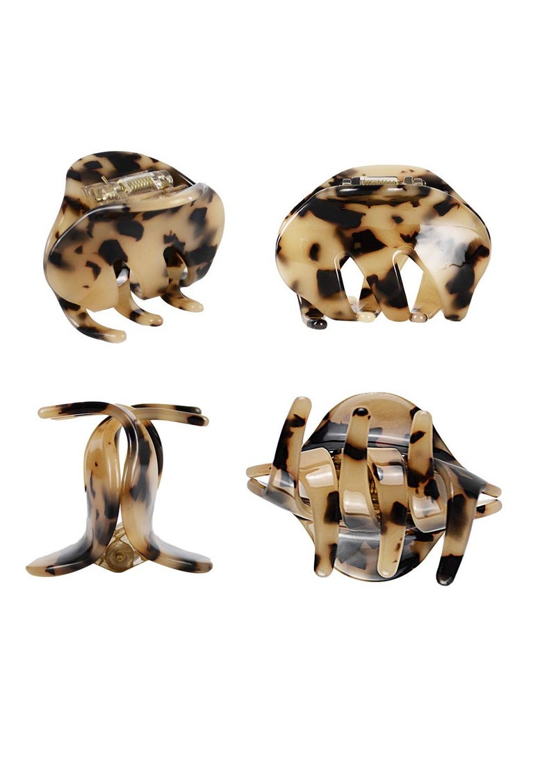 BOU 4 Pack 2.1 Inch Hair Claw Clips Tortoise Shell Cellulose Acetate Resin Hair Barrettes Medium French Design Hair Jaw Leopard Print Fashion Hair Styling Accessories for Women Girls  - Image 3