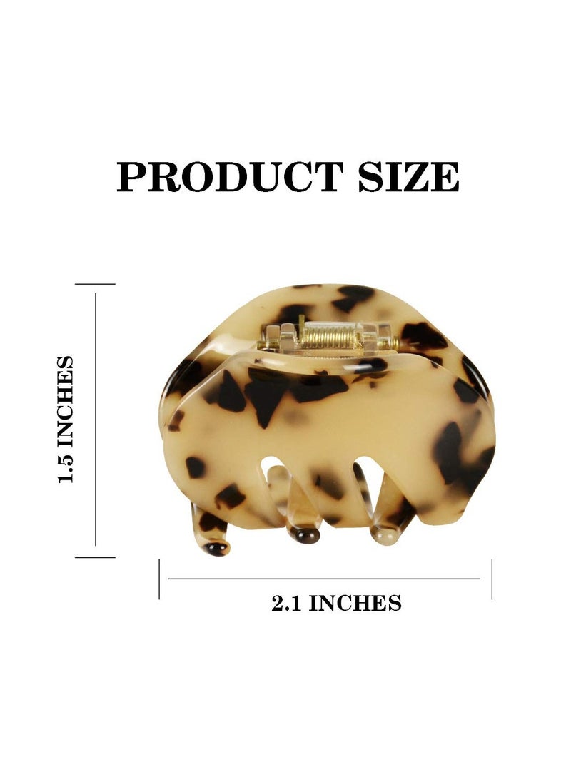 BOU 4 Pack 2.1 Inch Hair Claw Clips Tortoise Shell Cellulose Acetate Resin Hair Barrettes Medium French Design Hair Jaw Leopard Print Fashion Hair Styling Accessories for Women Girls  - Image 4
