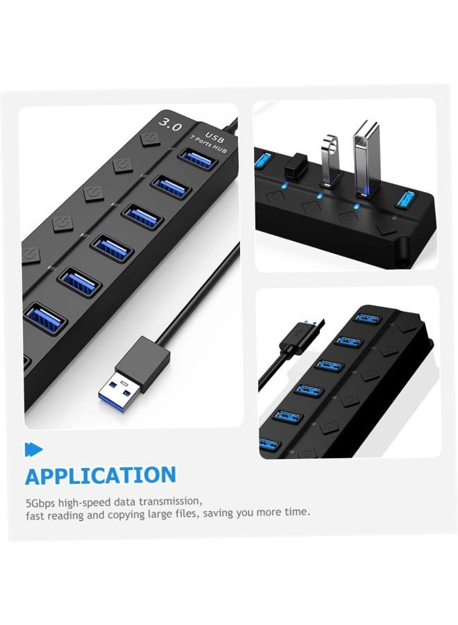 هوجفتس موزع USB 3.0 بسبعة منافذ عالي السرعة، موسع منافذ للكمبيوتر المحمول والمكتبي مع مؤشرات LED - Image 3