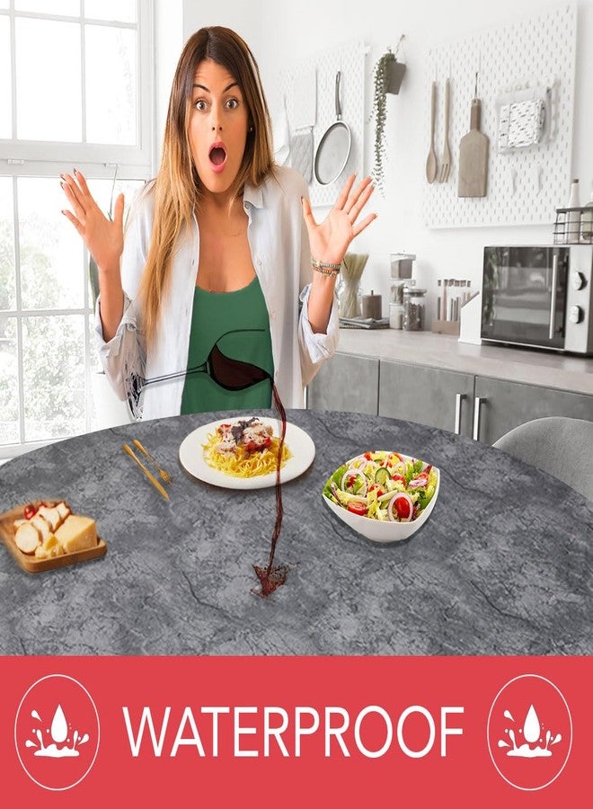 لامينيت لامينت - وسادة طاولة مطبوعة بحواف مرنة فاخرة - رمادي رخامي - دائرية صغيرة - تناسب الطاولات حتى قطر 44 بوصة - الحماية المثلى لطاولتك! - Image 3