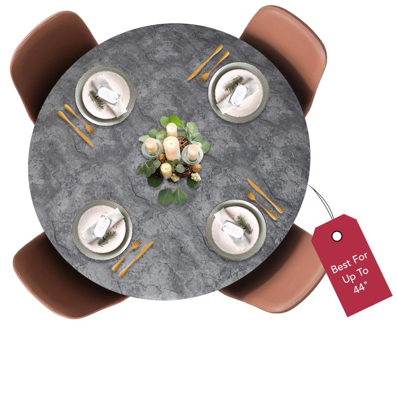 لامينيت لامينت - وسادة طاولة مطبوعة بحواف مرنة فاخرة - رمادي رخامي - دائرية صغيرة - تناسب الطاولات حتى قطر 44 بوصة - الحماية المثلى لطاولتك! - Image 1