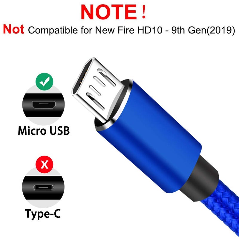 كابل VOTY من نوع Micro USB لشحن أجهزة Fire 7 و HD 8 اللوحية وقارئ Oasis الإلكتروني و MP3 و Samsung Galaxy S7، كابل شاحن طاقة كمبيوتر Android عالي السرعة ومضفر لأجهزة Smart TV Sticks و Roku و S6، علبة مزدوجة بطول 6.6 قدم - Image 3