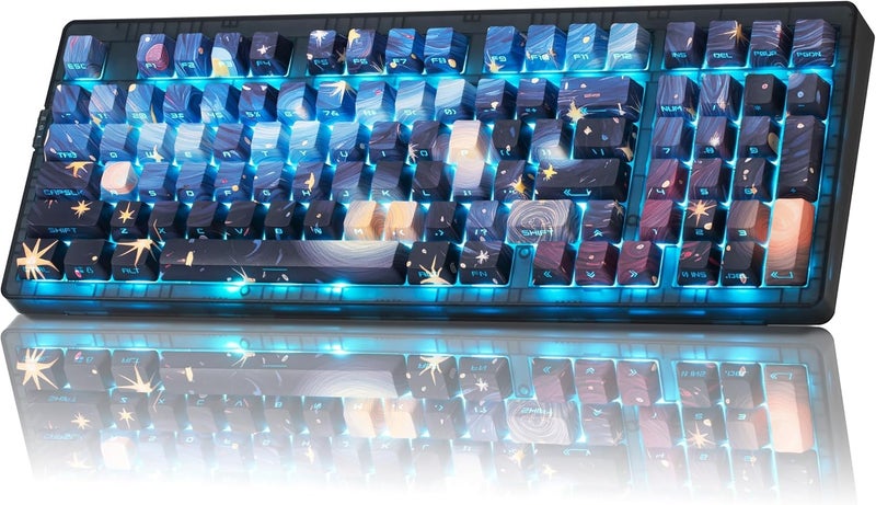 ZORNHER ZH980 Mechanical Keyboard95 Blue Creamy Keyboard with Number PadVan Goghs Starry Night Dye Sublimation PBT KeycapsCreamy Sounding Linear SwitchesHotSwappableRGB Backlit - Image 2