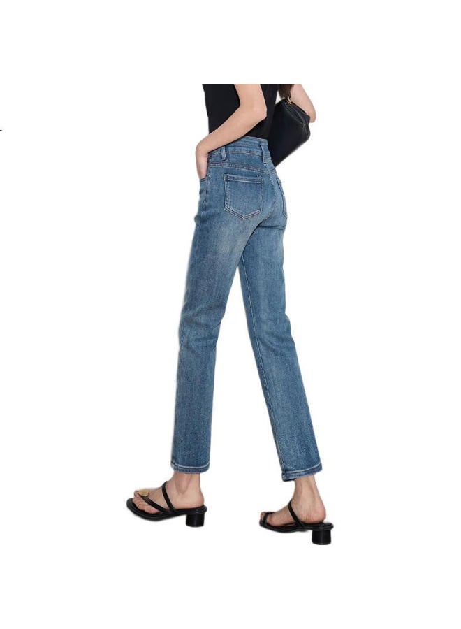 Olrain High Waist Straight Leg Jeans Summer Women'S Wear Light Blue S - Image 1