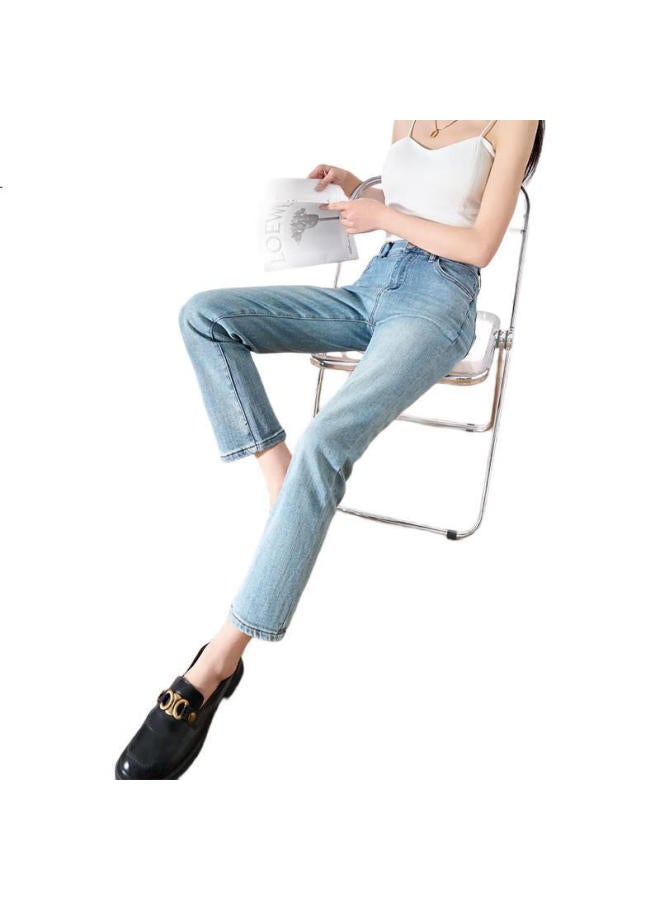 Olrain High Waist Straight Leg Jeans Summer Women'S Wear Light Blue S - Image 2