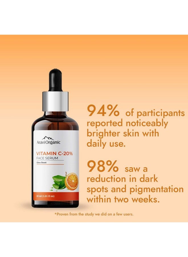 Aravi Organic 20% Vitamin C Face Serum For Brightening, Dark Spots, Dull Skin,Uneven Skin Tone - For All Skin Types - 30 Ml  - Image 4