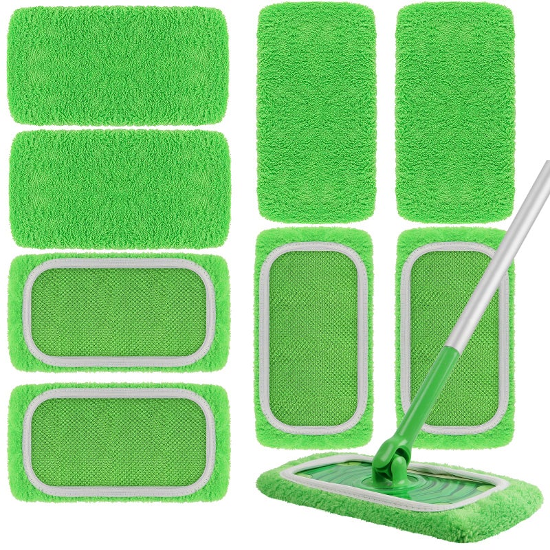 AmaVins 8 Pack Reusable Microfiber Mop Pads Compatible with Swiffer Sweeper, Dry Sweeping Cloths & Wet Mopping Cloths, Washable Pads for Surface/Hardwood Floor Cleaning (Mop is Not Included) - Image 1