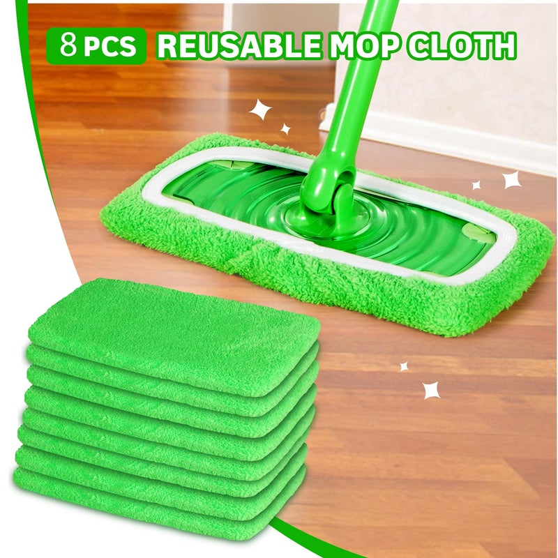 AmaVins 8 Pack Reusable Microfiber Mop Pads Compatible with Swiffer Sweeper, Dry Sweeping Cloths & Wet Mopping Cloths, Washable Pads for Surface/Hardwood Floor Cleaning (Mop is Not Included) - Image 4