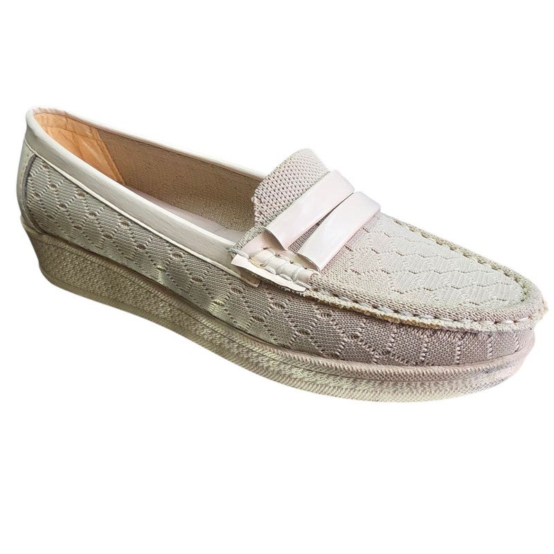 Karisma Wedge Crochet Fabric Closed Shoe With A Double Belted Design - Image 1