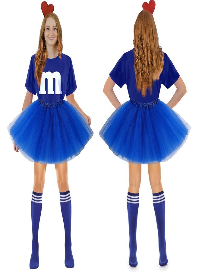 FONYFA Letter M Halloween Costumes Tutu Skirts,Women Team Group T-Shirt,Candy Costume for Halloween Christmas, Green, L - Image 2
