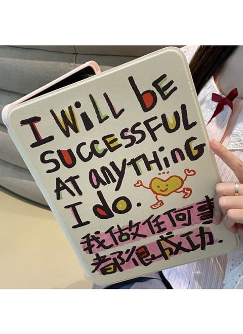 Inspirational Text For Apple Ipad7/8/9 Protective Case 10.2 Anti-fall Air6/5 Transparent 10 Protective Case-Colour:Milky White-Applicable Model:Ipad Air1/air2【 9.7inch 】