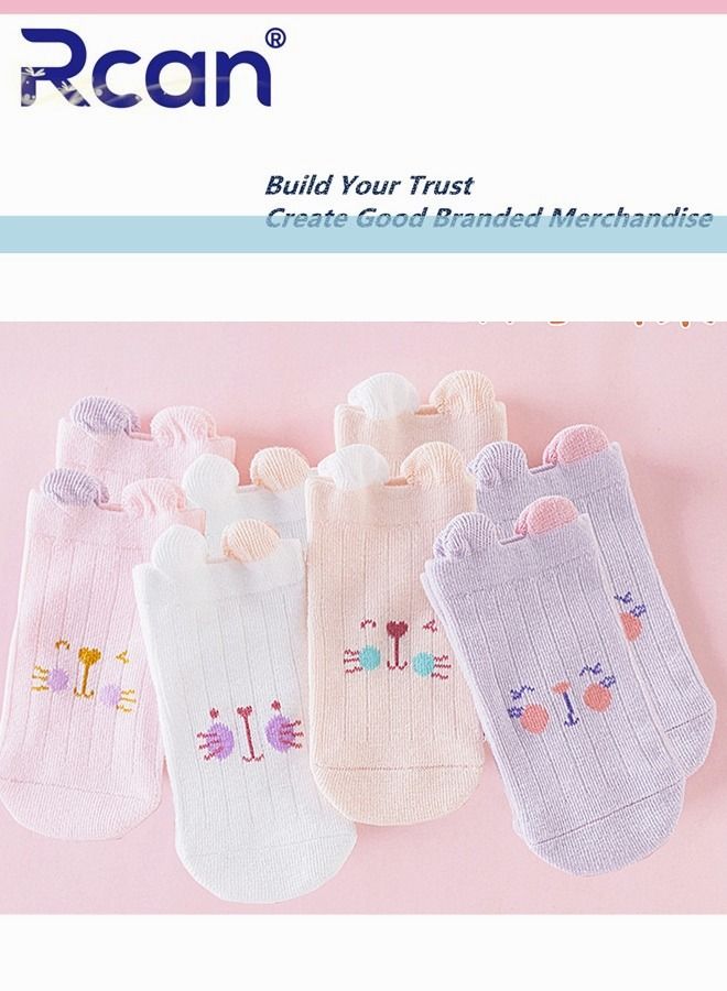 Rcan Rcan 4 Pairs Baby Cute Cartoon Print Socks Short Cotton  - Image 1