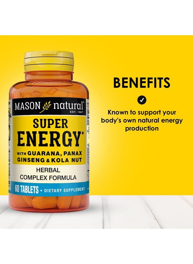 MASON NATURAL Super Energy with Guarana, Panax Ginseng & Kola Nut - Herbal Complex Formula to Support Optimal Performance & Energy*, 60 Tablets - Image 2