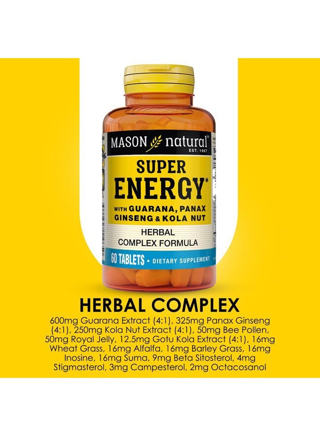 MASON NATURAL Super Energy with Guarana, Panax Ginseng & Kola Nut - Herbal Complex Formula to Support Optimal Performance & Energy*, 60 Tablets - Image 4