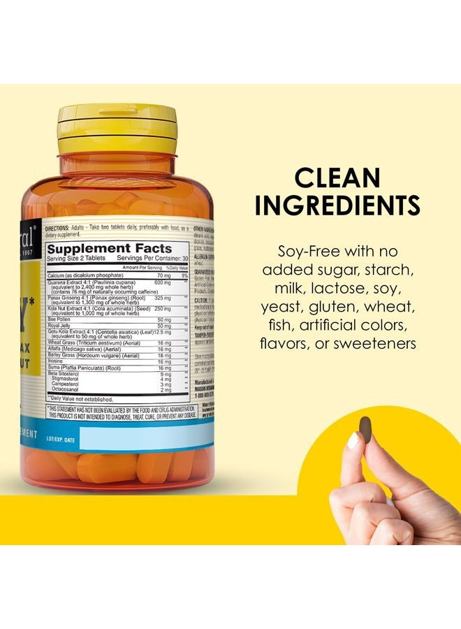 MASON NATURAL Super Energy with Guarana, Panax Ginseng & Kola Nut - Herbal Complex Formula to Support Optimal Performance & Energy*, 60 Tablets - Image 5