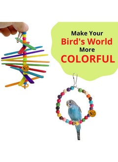 Sage Square Wooden Bird Toys Combo | Swing, Hanging Cage Toy | For Budgie, Cockatiel, Parakeet, Conure, Macaw, Parrot  - Image 3