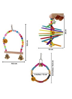 Sage Square Wooden Bird Toys Combo | Swing, Hanging Cage Toy | For Budgie, Cockatiel, Parakeet, Conure, Macaw, Parrot  - Image 2