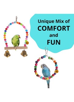 Sage Square Wooden Bird Toys Combo | Swing, Hanging Cage Toy | For Budgie, Cockatiel, Parakeet, Conure, Macaw, Parrot  - Image 5