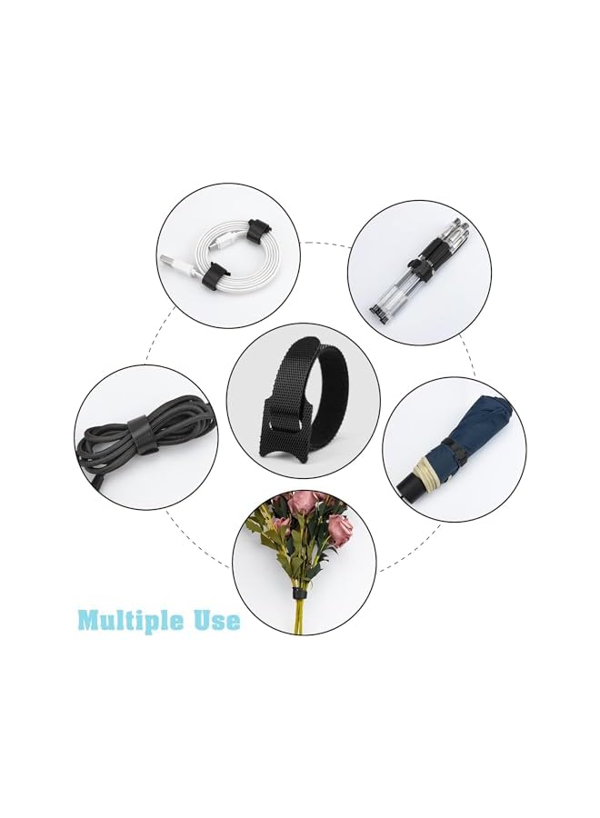 erorex 100 PCS Reusable Cord Organizer, 6 inch Fastening Cord Ties Cable Straps, Adjustable Cable Management Straps Hook Loop Cord Organizer Wire Ties for Home, Office (Black)  - Image 5