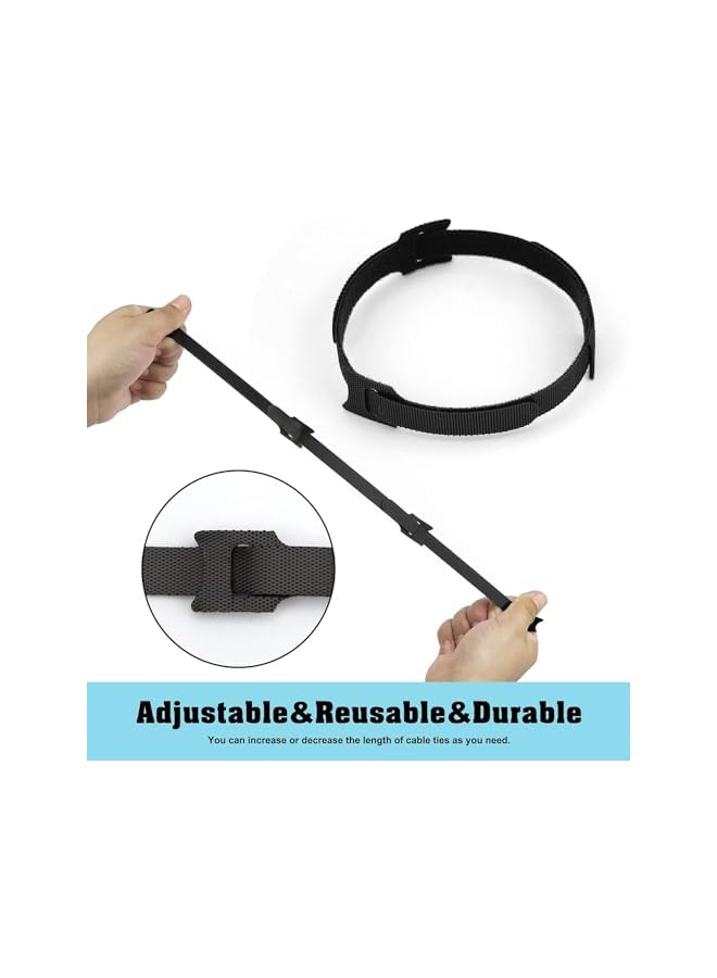 erorex 100 PCS Reusable Cord Organizer, 6 inch Fastening Cord Ties Cable Straps, Adjustable Cable Management Straps Hook Loop Cord Organizer Wire Ties for Home, Office (Black)  - Image 4