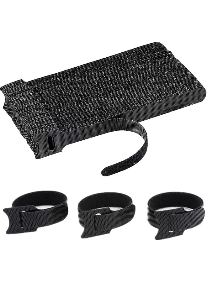 erorex 100 PCS Reusable Cord Organizer, 6 inch Fastening Cord Ties Cable Straps, Adjustable Cable Management Straps Hook Loop Cord Organizer Wire Ties for Home, Office (Black)  - Image 1