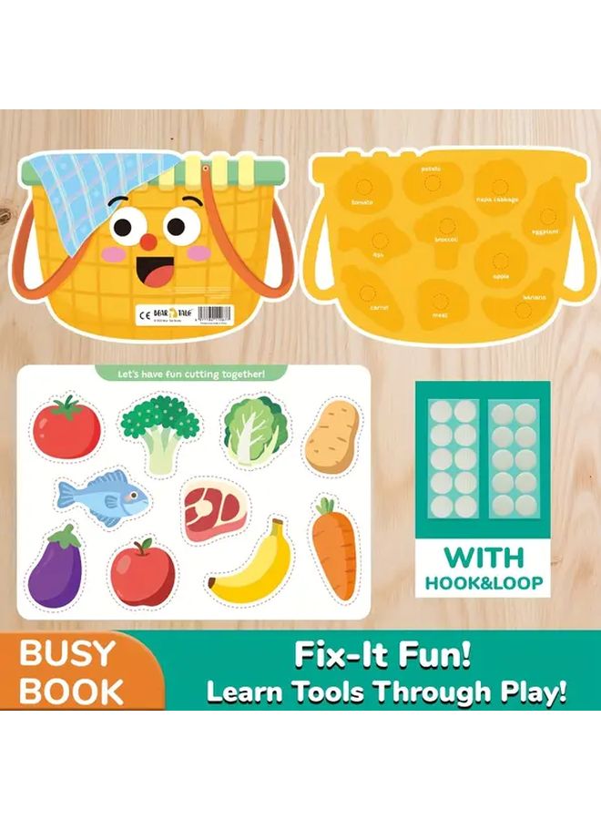 سلة الخضار والفواكه لعبة مطابقة بطاقات تعليمية تعليمية للأطفال كتاب مشغول - Image 1
