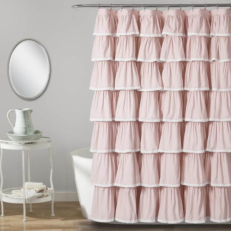 لاش ديكور ستارة دش Lush Decor X 1 من الدانتيل والكشكشة، مقاس 72 × 72 بوصة، لون وردي فاتح، 72 × 72 بوصة - Image 1