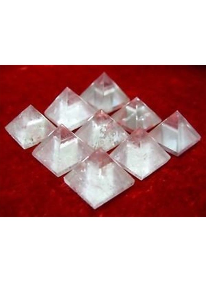 Lot of 9 Clear Quartz Gemstone Loose Mini Pyramids Bagua Metaphysical Gift Home Office Healing Wellness Success Powerful Protective Meditation Psychic Energy