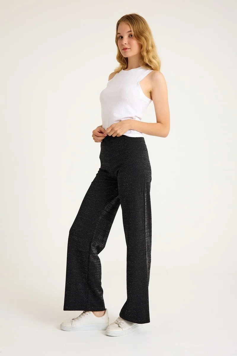 كوتن كونسيبت Glittery Comfortable Wide Leg Women's Trousers