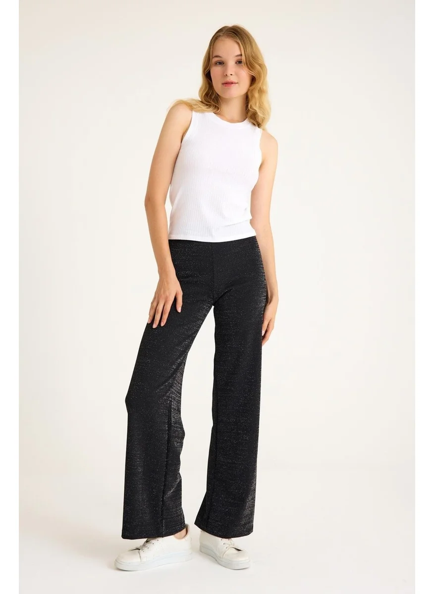 Cotenconcept Glittery Comfortable Wide Leg Women's Trousers