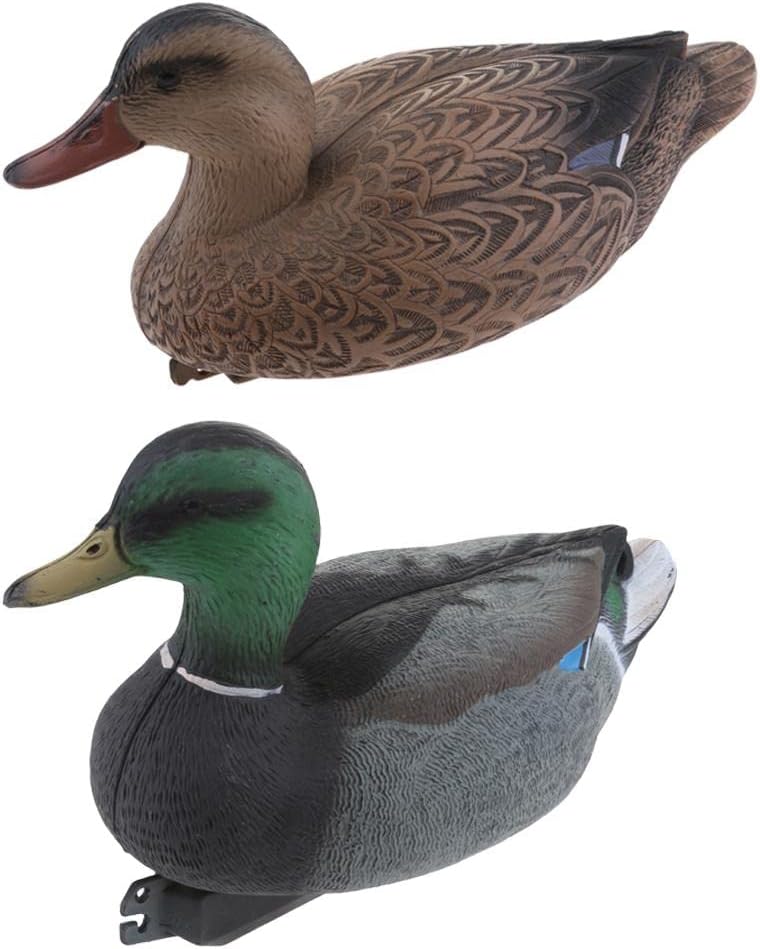 كلاراكو قطعتان من زينة بركة البط العائمة، مجسم بطة برية للصيد، تمثال بطة برية، زينة للحديقة - Image 1