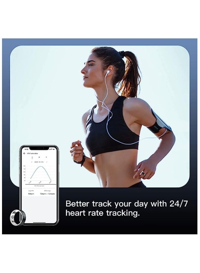 AROAQ Health Fitness Tracker Smart Ring for Heart Rate Monitor Sleep Monitor Checks Body Temperature Blood Oxygen Ring with APP/Bluetooth Waterproof  - Image 2