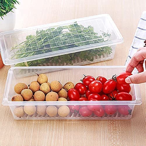 Sixfire fridge storage boxes Container With Removable Drain Plate And Lid 1500 Ml Fridge Storage Box Stackable Plastic Storage Containers To Keep Fresh For Fish Meat Vegetables Fruits Set of 8 - Image 5