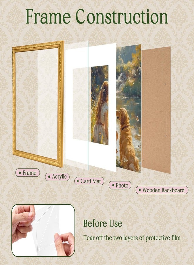توينج إطار صور TWING مقاس 11×14 بوصة، لعرض صور مقاس 8×10 بوصة مع إطار داخلي أو 11×14 بوصة بدون إطار داخلي، إطارات صور عتيقة مزخرفة مقاس 11×14 بوصة للتعليق على الحائط، ذهبي، عبوة واحدة - Image 3