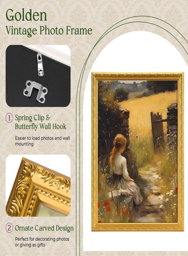 توينج إطار صور TWING مقاس 11×14 بوصة، لعرض صور مقاس 8×10 بوصة مع إطار داخلي أو 11×14 بوصة بدون إطار داخلي، إطارات صور عتيقة مزخرفة مقاس 11×14 بوصة للتعليق على الحائط، ذهبي، عبوة واحدة - Image 4
