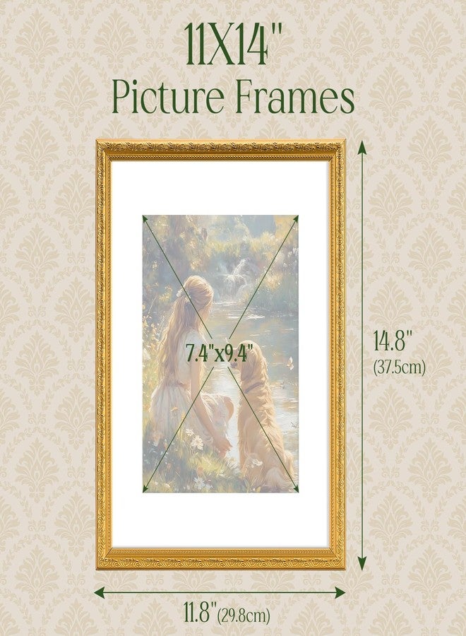 توينج إطار صور TWING مقاس 11×14 بوصة، لعرض صور مقاس 8×10 بوصة مع إطار داخلي أو 11×14 بوصة بدون إطار داخلي، إطارات صور عتيقة مزخرفة مقاس 11×14 بوصة للتعليق على الحائط، ذهبي، عبوة واحدة - Image 2