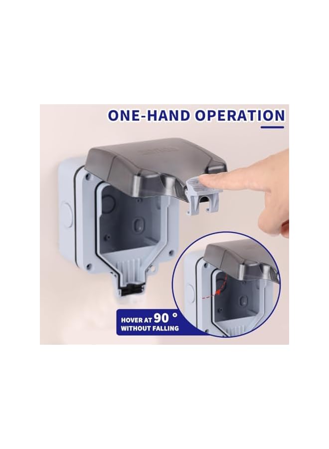 PROMASS Outdoor Sockets Waterproof Single Socket Wall Electrical Outlets Switched Socket Covers Outdoor Wall Weatherproof Plug Socket Box (Single socket) - Image 4