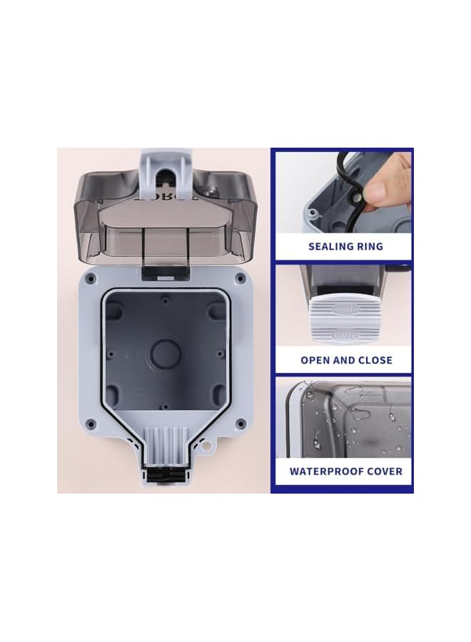 PROMASS Outdoor Sockets Waterproof Single Socket Wall Electrical Outlets Switched Socket Covers Outdoor Wall Weatherproof Plug Socket Box (Single socket) - Image 5