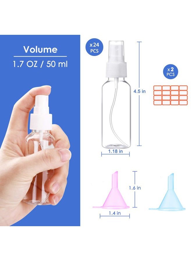 E-accexpert 24Pack 2oz Refillable Spray Bottles with 2 Leakproof Funnels, 32 Labels - Transparent, Portable, Strong Jet Force - Image 4