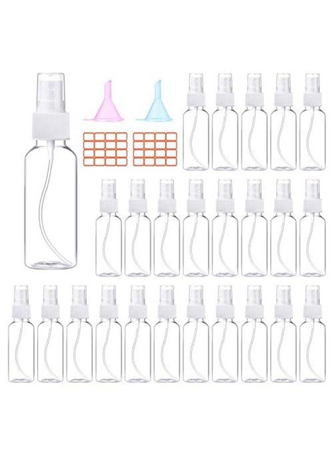 E-accexpert 24Pack 2oz Refillable Spray Bottles with 2 Leakproof Funnels, 32 Labels - Transparent, Portable, Strong Jet Force - Image 2