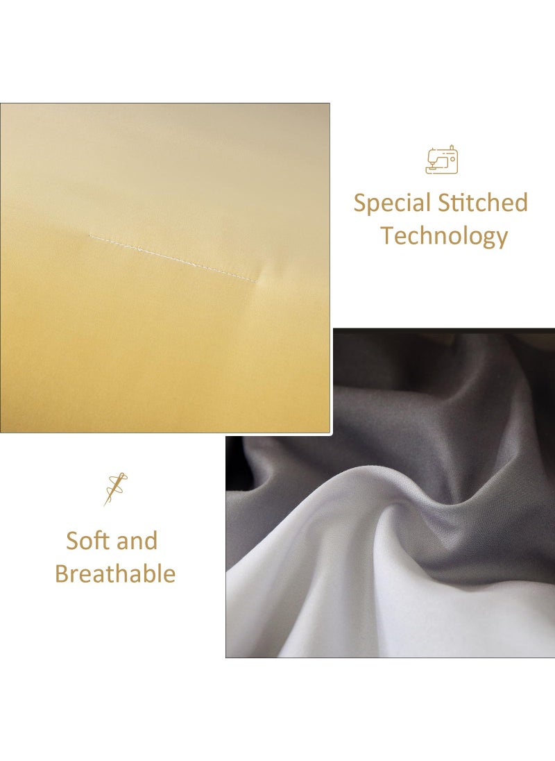 Dinjoy Dinjoy Boho Striped Ombre Yellow Comforter Set Full Size Gradient Yellow Grey Bedding Set for Teen Men Women 7 Pieces Bed in A Bag Bed Set with Comforter  Sheets  Pillowcases & Shams  - Image 5