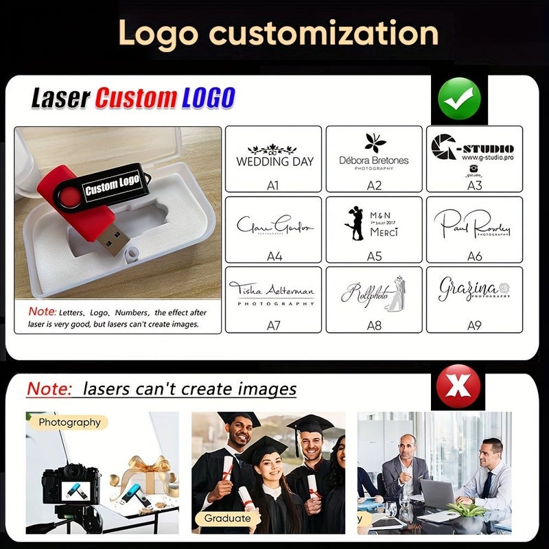 1 2 Free Custom Logo USB 2.0 Flash Drive 8GB Rotating Metal Pendrive Individually Packaged Box - Image 4