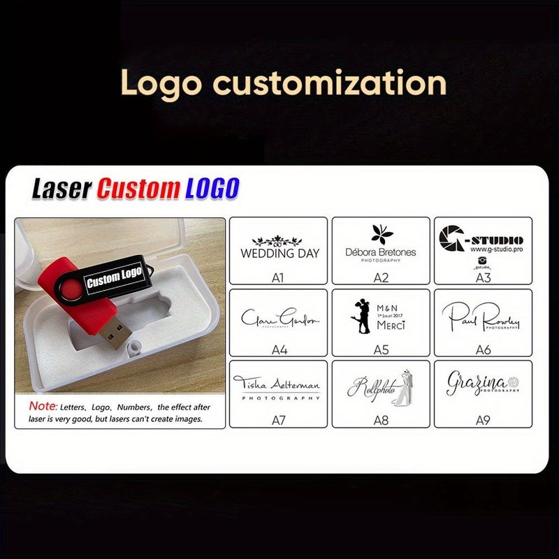 1 2 Free Custom Logo USB 2.0 Flash Drive 8GB Rotating Metal Pendrive Individually Packaged Box - Image 3